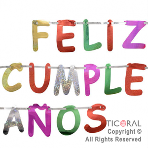 GUIRNALDA LETRA GIGANTE FELIZ CUMPLEA�OS HOLOGRAFICO x 1